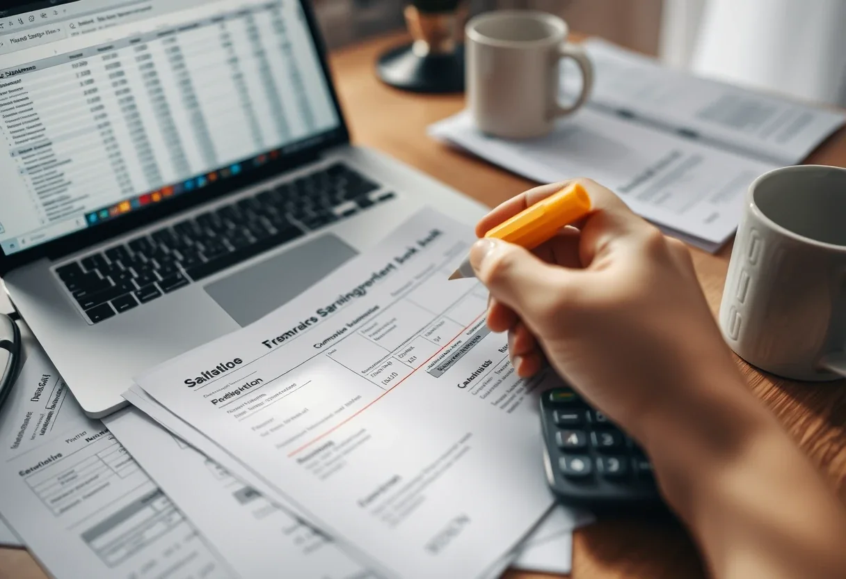 UK bank statements and a laptop used to work out maximum account balances for an FBAR filing