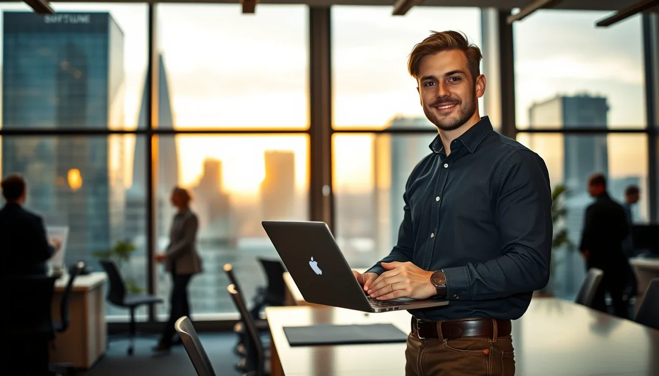 A US founder of a UK company working in a London office overlooking Canary Wharf