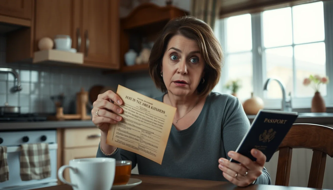 A British woman holding her US birth certificate and passport, realising she is an accidental American