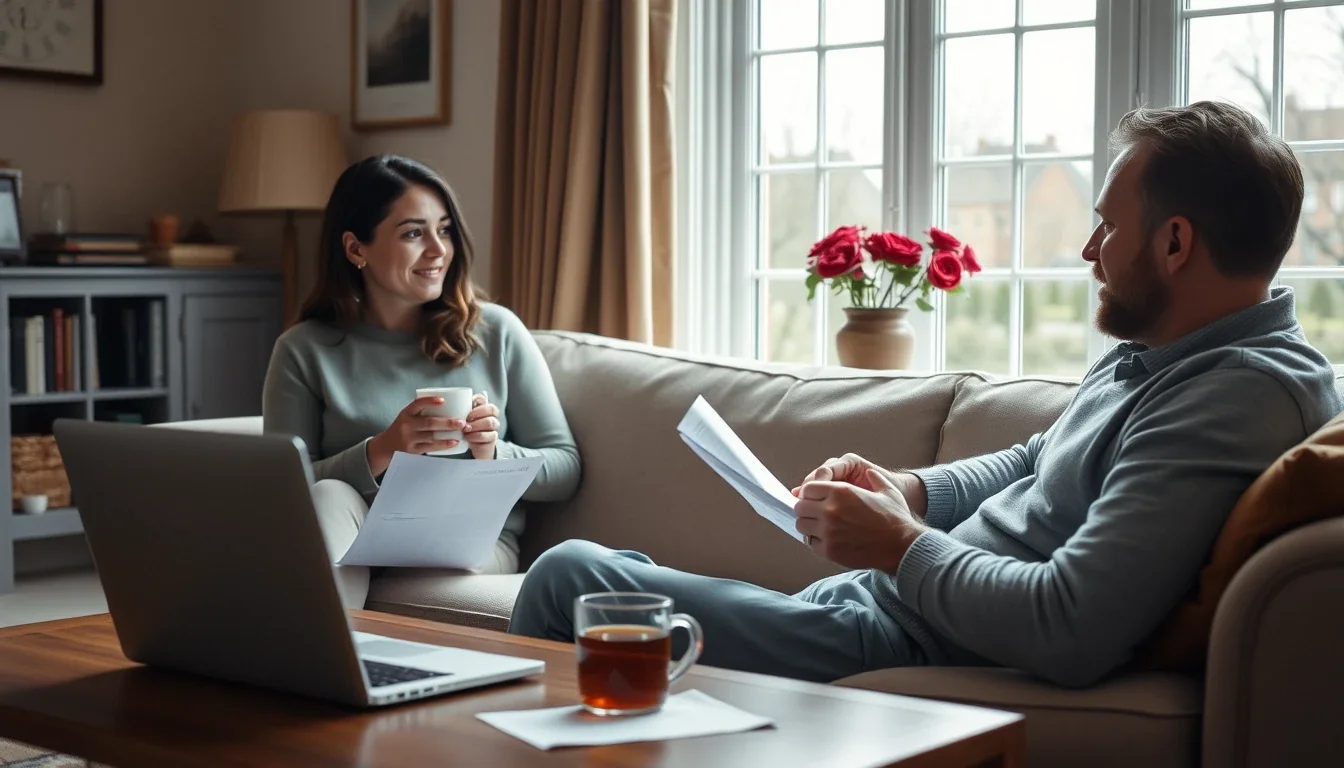An American woman and her British husband at home in the UK discussing which US tax filing status to use