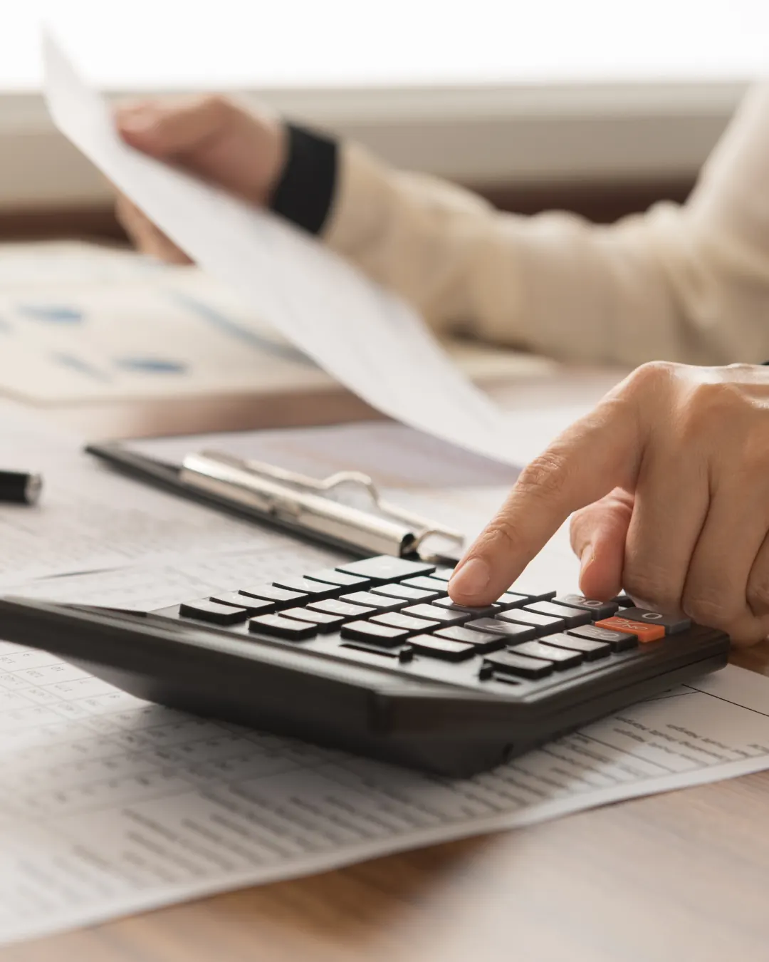 Working through figures on a calculator